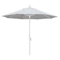 California Umbrella 9' Golden State Series Patio Umbrella With Matted White Aluminum Pole Aluminum Ribs Collar Tilt Crank Lift With Pacifica Natural Fabric
