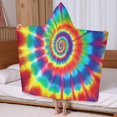 thumbnail image 5 of Colorful Tie Dye Star Mandala Pattern Hooded Bath Towel，60"x35" for Ages 3 To 12 Kids, Quick Dry Lightweight Soft Microfiber Hood Beach Towel Cover Up for Kids, 5 of 7