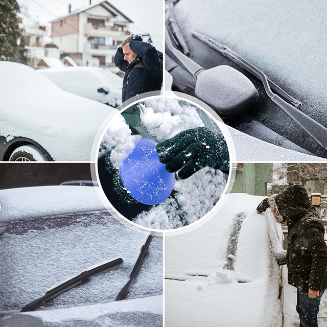 Raspadores de nieve para automóviles, raspador de nieve Parabrisas Rascador de hielo mágico para automóviles Coche redondo 2 en 1 Embudo de aceite redondo Cepillo para nieve de hielo para SUV, automóviles, camiones esquí esquí Gafas de esquí