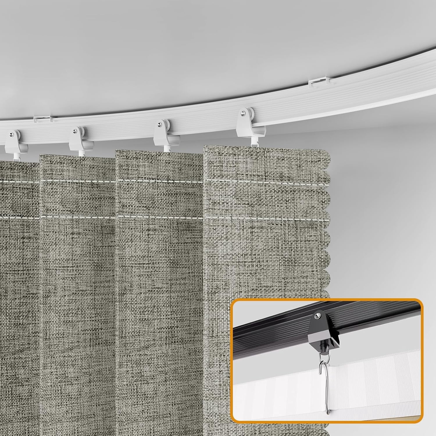 Folding Accordion Partition Divider with Ceiling Track - Hanging Room Curtain, Quick Setup(Grey 100" W x 84" L-Pack of 1)