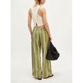 thumbnail image 4 of Women'S Striped Pants High Waist Wide Leg Cotton and Linen Fashion Beach Elastic Waist Casual Flowing Pants Green M, 4 of 6