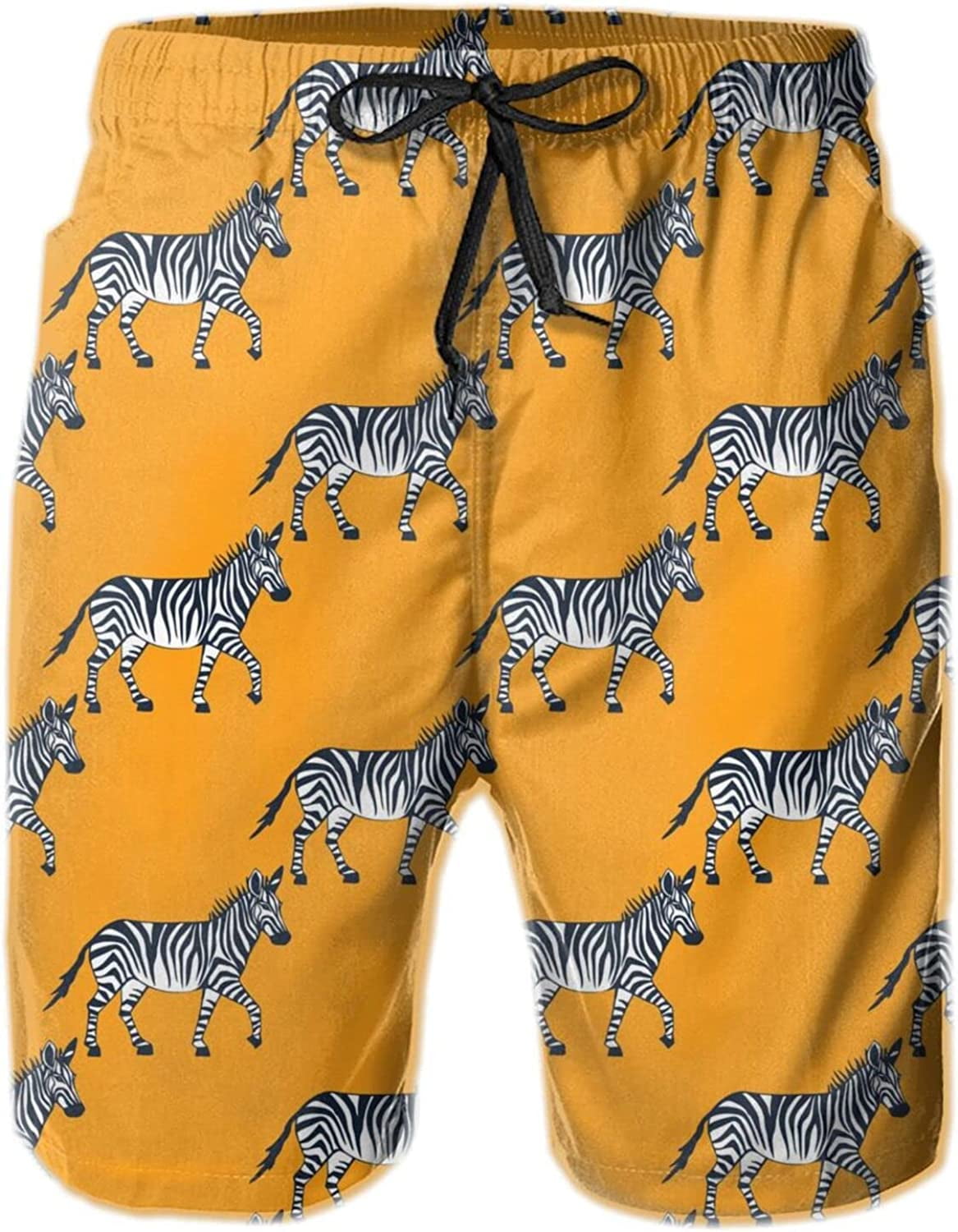 Men's Zebra Swim Trunks Quick Dry Swim Shorts Print Beach Board Shorts