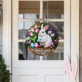 thumbnail image 5 of Kumdkd Easter Door Hanger Wooden Sign, 11.81in Large Colorful Egg & Rabbit Print Front Door Decoration, Holiday Wood Hanging Sign for Spring Easter Decor, Farmhouse Style Welcome Sign, 5 of 6