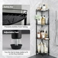 thumbnail image 4 of Corner Shower Caddy Standing, 4 Tier Rustproof Metal Shower Organizer with Soap Holder, Floor Shower Corner Shelf Rack Storage Stands with Adjustable Feet & 2 Hooks for Bathroom, Black, 4 of 15