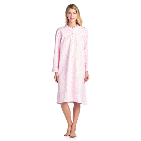 nights casual nightgown flannel sleeve floral pink xx 3x walmart