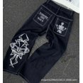 thumbnail image 1 of JNCO Y2K pantalones vaqueros sueltos retro bordado hip-hop street Harajuku pantalones de pierna ancha para hombres, 1 of 5