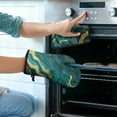 thumbnail image 2 of Teal Gold Marble Kitchen Oven Mitt and Pot Holder Sets 2 Pcs for Baking, Cooking and Grilling, Heat Resistant Up To 392 °F, 2 of 7