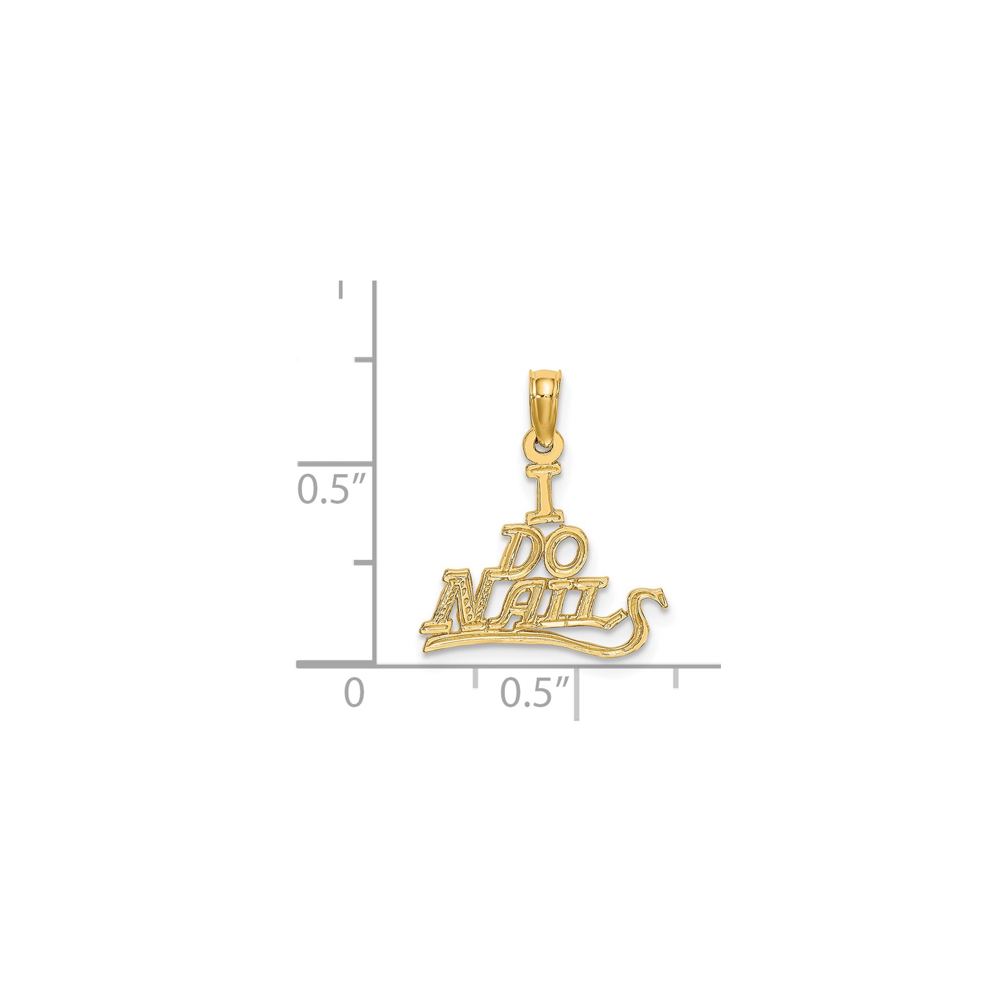 14k Yellow Gold I Do Nails Pendant for Women, Bold Statement Necklace Charm for Nail Technicians, Salon Jewelry for Beauty Professionals, Career Pride Accessory