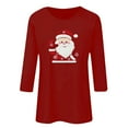 thumbnail image 4 of Gamivast Christmas Shirts Women Casual 3/4 Sleeve Shirts Dressy Round Neck Holiday Blouses Loose Fitted Santa Printed Party Tops Trendy Winter Fashion Outfits 2025, 4 of 5