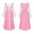 thumbnail image 4 of iiniim Costume de Princesse Médiévale pour Filles Enfants Robe de Fête Renaissance Gothique Épaules Dénudées Longue Robe Rose 12, 4 of 7