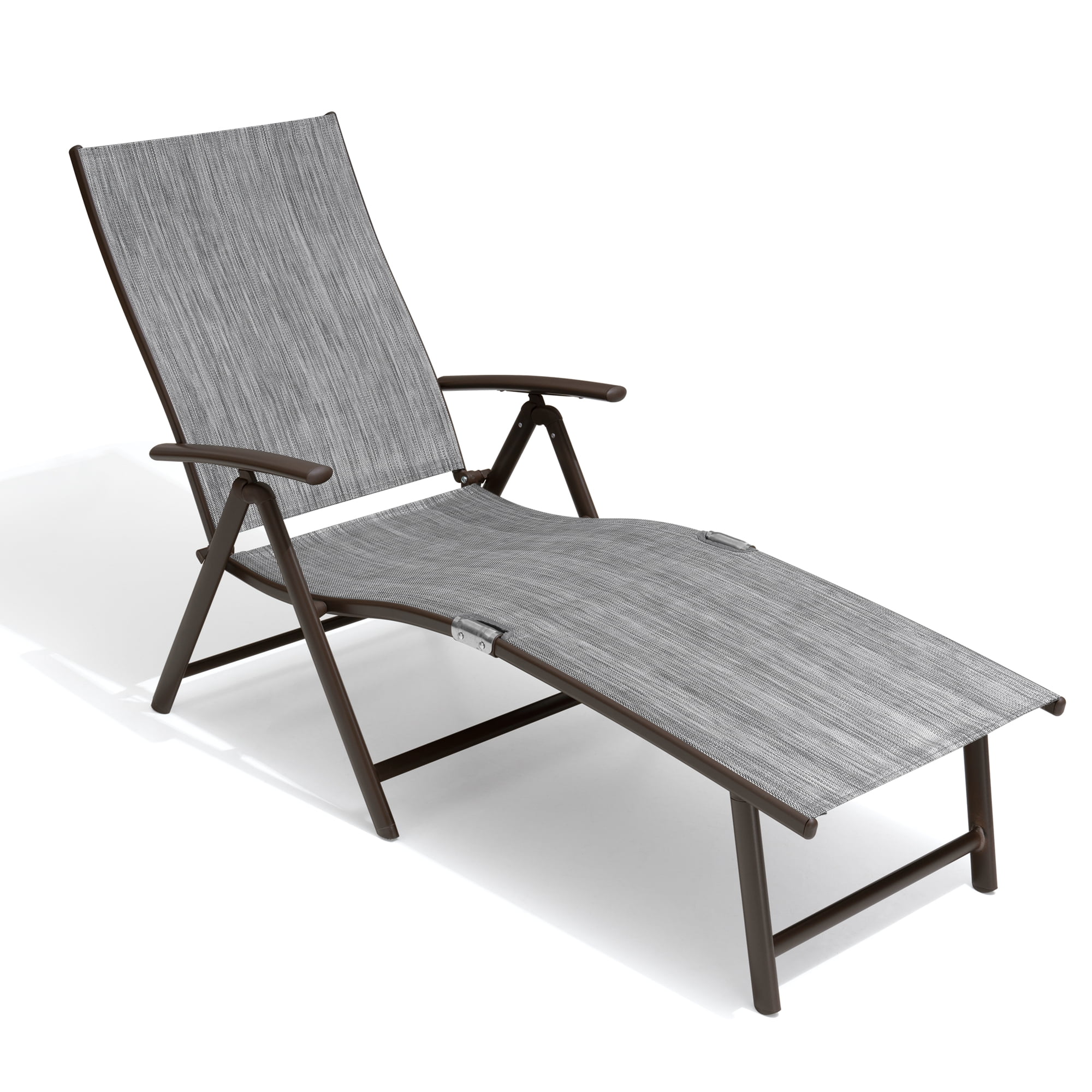 Crestlive Products Dark Gray Outdoor Lounge Chair Aluminum Folding
