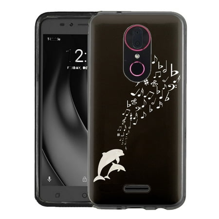 For T-Mobile Revvl PLUS Case, OneToughShield ® Scratch-Resistant TPU Protective Slim-Fit Phone Case (Black Bezel) - Dolphin