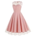 thumbnail image 2 of IBTOM CASTLE Women's 1950s Vintage Dress Short Sleeve Heart Print Mesh Retro Evening Prom Cocktail Party Swing A Line Dress S Pink - Pink Heart, 2 of 8