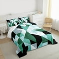 thumbnail image 3 of Manfei Geometric Abstract Queen Comforter Set, Green Square Rectangle Bedding Comforter Set, Teen Kid Child Adult Reversible Bedding Set, Luxury Bedroom Decor, 3 Pieces, 3 of 8