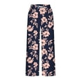 thumbnail image 7 of Oplxuo Women Casual High Waist Wide Leg Pants Summer Floral Solid Long Palazzo Pants Lounge Beach Trousers with Pocket, 7 of 7