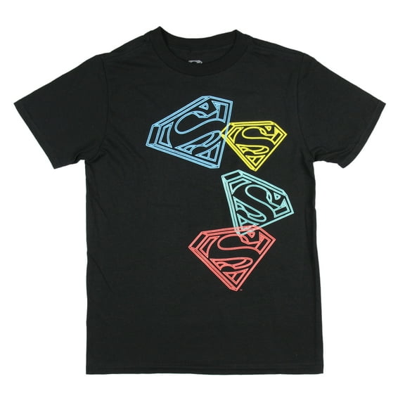 Superman Boys' Iconic Shield Logo on Repeat Youth Graphic Print T-Shirt