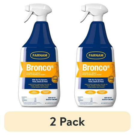 (2 pack) Farnam Broncoe Water-based Fly Spray with Citronella Scent for Horses, Dogs, and Premises 32 Ounces
