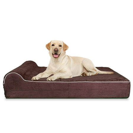 Kopeks 7-inch Thick Memory Foam Pet Dog Bed Large With Pillow and Waterproof Liner - 50
