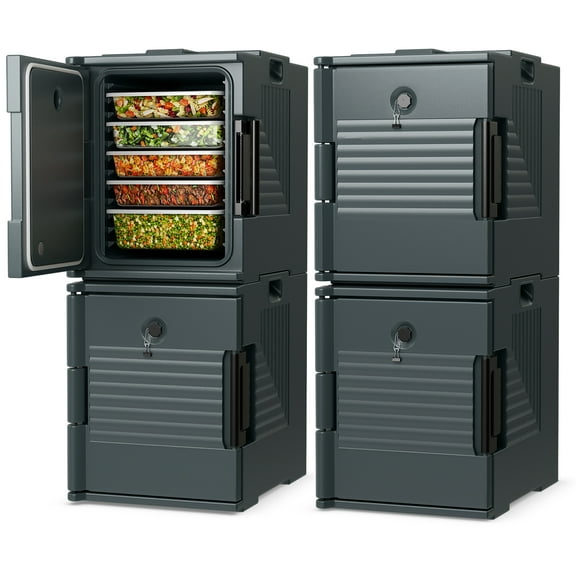 Gymax 4 Pack End Loading Insulated Food Pan Carrier Hot & Cold 6 Pan Capacity w/Handle