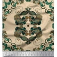thumbnail image 1 of Soimoi Poly Georgette Fabric Quatrefoil & Peacock Bird Fabric Prints by Yard 42 Inch Wide, 1 of 1