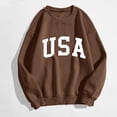 thumbnail image 2 of Gibobby Temperamento Pullover Top Blusa informal de manga larga con cuello redondo y letras impresas para mujer (Marrón, S), 2 of 4