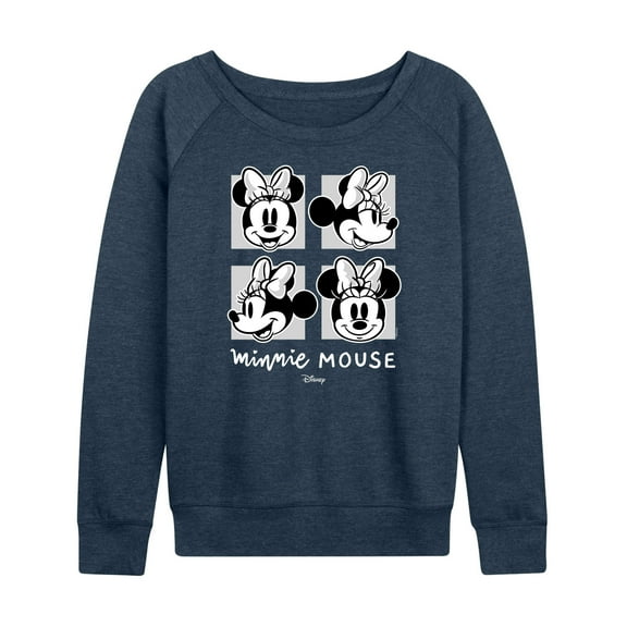 Disney - Mickey & Friends - Minnie Mouse - Black & White Photo Grid - Women's Lightweight French Terry Long Sleeve Shirt