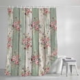 thumbnail image 3 of Sage Green Wooden Shower Curtains for Bathroom, Farmhouse Pink Florals Distressed Waterproof Fabric Shower Curtain, Decorative Bathroom Curtain for Bathtub, 72"x72", No Hooks Included, 3 of 9