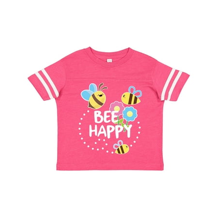 

Inktastic Bee Happy with Flowers Gift Toddler Boy or Toddler Girl T-Shirt