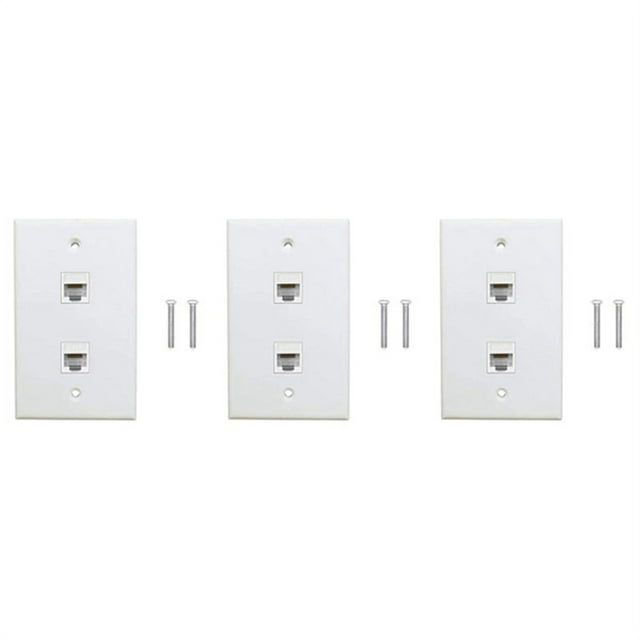 2 Port Ethernet Wall Plate, Cat6 Female to Female Wall RJ45 Inline Coupler Wall Outlet, White