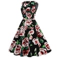 thumbnail image 4 of SMihono Robes Bohèmes d'Été pour Femmes Grande Taille Mode Col Rond Sans Manches Vintage Imprimé Fête Cocktail Robes Évasées Robes Extensibles Évasées, 4 of 8