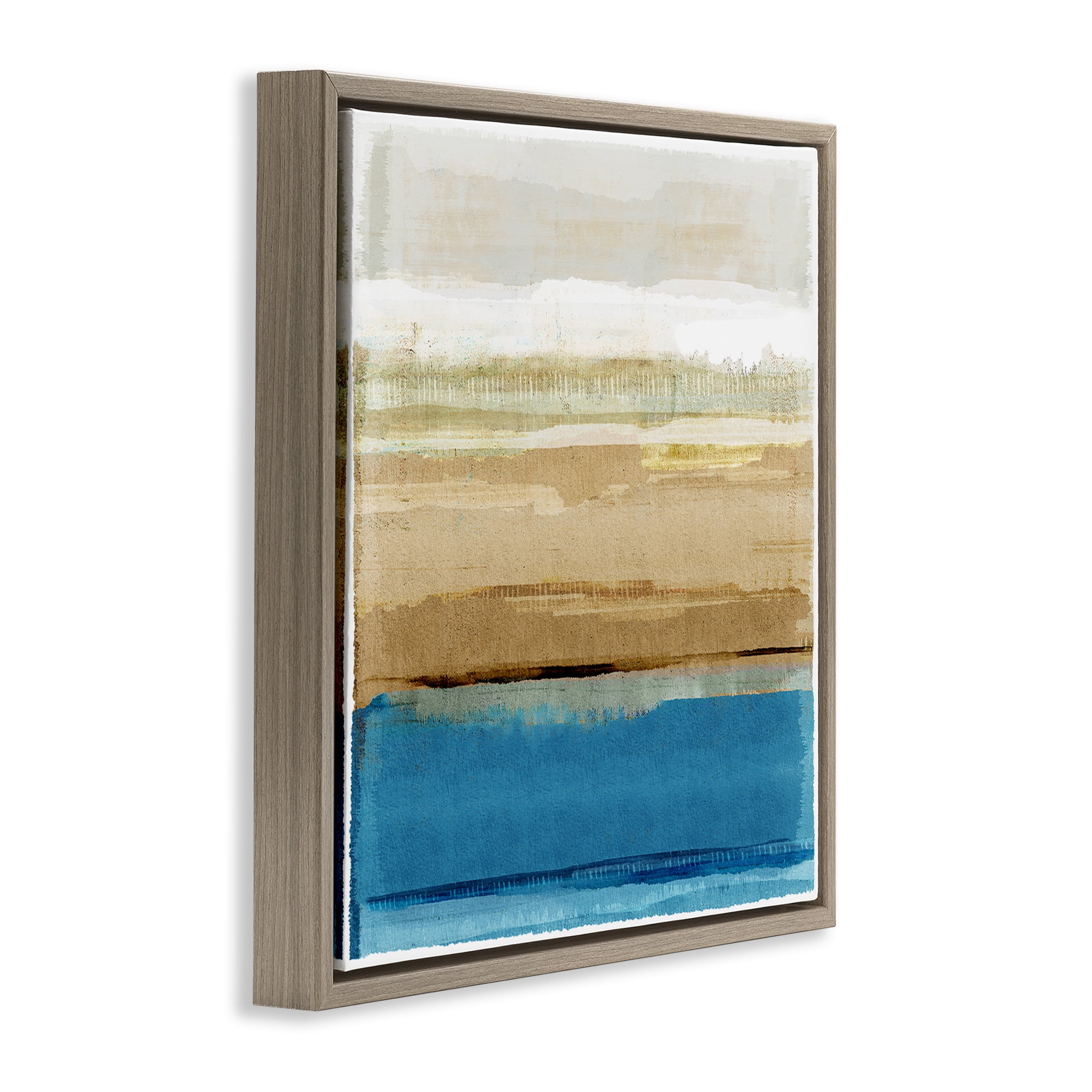 Stupell Industries Nautical Blue Daze Abstract Painting Brown Floater Framed Canvas Art Print Wall Art, 18 x 18