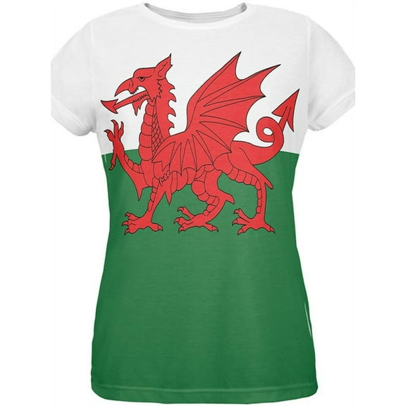 Welsh Flag All Over Womens T-Shirt - 2X-Large
