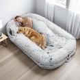 thumbnail image 3 of TUAREX Human Dog Bed for Adults, 76"x46"x10" Large Human Size Dog Bed, Removable Cover, Washable, Waterproof, Orthopedic Design, Light Grey, 3 of 7