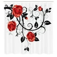 thumbnail image 2 of Ambesonne Gothic Shower Curtain, Swirling Roses Garden, 69"Wx70"L, Vermilion Black White, 2 of 4