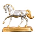 thumbnail image 2 of simhoa Statue de Cheval Européen Figurine Fait Main Simulation Animal Or Résine Chanceuse Argent, 2 of 8