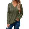 thumbnail image 1 of Kcodviy Women's Autumn and Winter Women's Pullover Sweaters Plus Size Long Sleeve V Neck Short Sleeve Sweater for Women Shirt Solid Color Button Women Summer Sweater Up T Shirt, 1 of 8