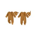 thumbnail image 2 of Cjfdfy Newborn Baby Boy Girl Footed Romper Outfit Solid Color Ribbed Long Sleeve Side Snaps Jumpsuit With Hat Infant Cute Coming Home Fall Winter Outfit 0-6 Months, 2 of 6