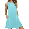 thumbnail image 3 of Sleeveless A-Line Pocket Dress (Size:XS; Style:Pink Sleeveless A-Line Pocket Dress (Model D57);), 3 of 3