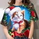 thumbnail image 1 of Camiseta navideña para mujer, camisetas de manga corta con cuello redondo 3d para niñas, moda de Corea, camisetas de Navidad para mujer, ropa de gran tamaño para mujer 2024, 1 of 5