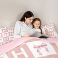 thumbnail image 4 of Erosebridal Cartoon Letter H Monogrammed Twin Comforter Sets,Pink Girly Bowknot Princess Bow Bedding Set For Kids,Reversible pink,2 Pieces, 4 of 7
