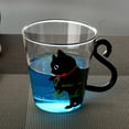 thumbnail image 3 of MasteelfCA 250ML Transparent Glass Japanese style Cat Cup Personality Milk Cup Heat-resistant with Handle for Coffee Tea Wine (Black), 3 of 7