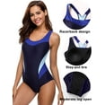 thumbnail image 6 of Women's One Piece Swimsuit Scoop Neck Colorblock Swimwear Bathing Suit, 6 of 7