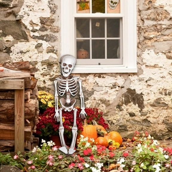 Coollooc 36'' Halloween Skeleton Decorations, 3ft Full Body Posable Skeleton Realistic Plastic Bones Movable Joints for Halloween Party Yard Haunted House Props Indoor Outdoor Decor