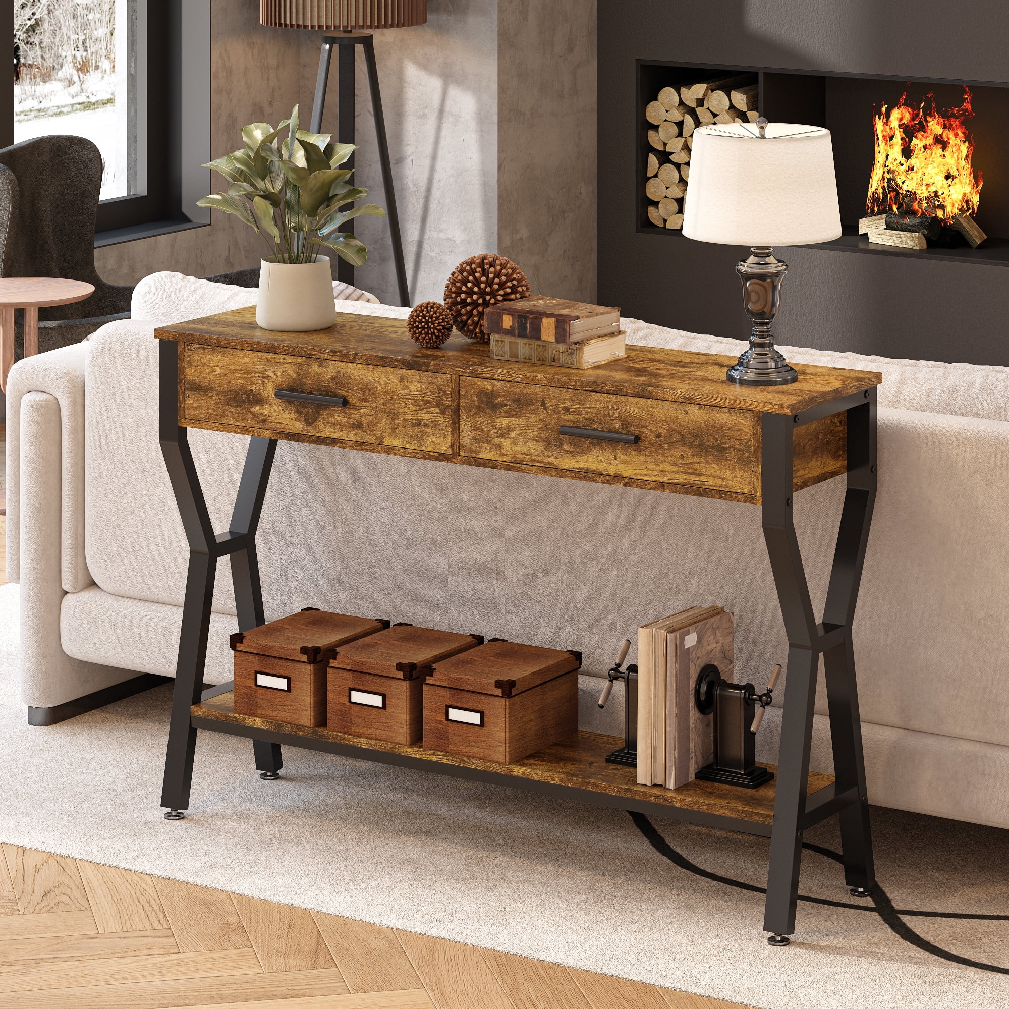 Tarnorci Console Table with 2 Drawers,Behind Couch for Living Room,  Entryway ，Hallway