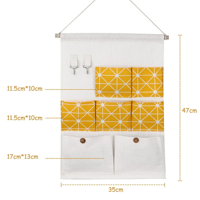 Hanging Storage Bag, Premium Linen Fabric Over The Door Organizer, Hanging  Storage Pouches with 7 Pockets for Bedroom Bathroom 