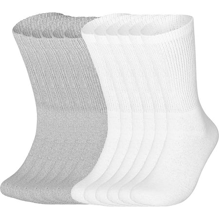 

Special Essentials 12 Pairs Women s Gray and White Cotton Diabetic Crew Socks 9-11
