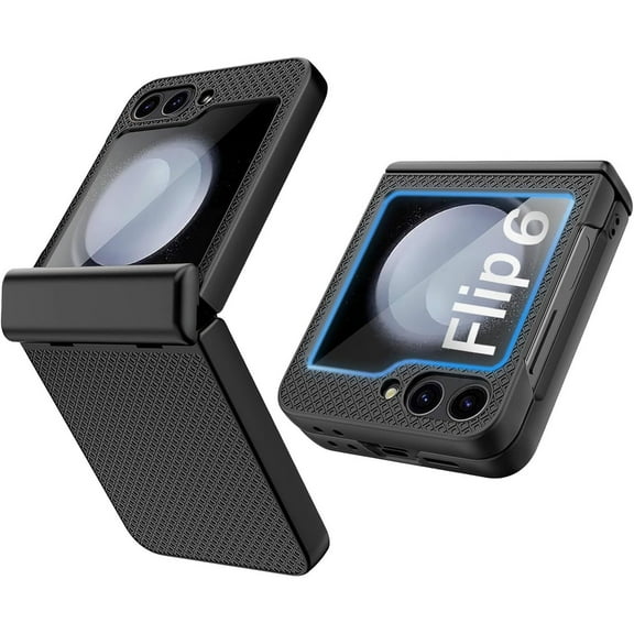 Dteck for Samsung Galaxy Z Flip 6 Case, Hinge Protection, Built-in Screen Protector, Wireless Charging, Shockproof Slim Rugged Phone Protective Case for Galaxy Z Flip 6,Black