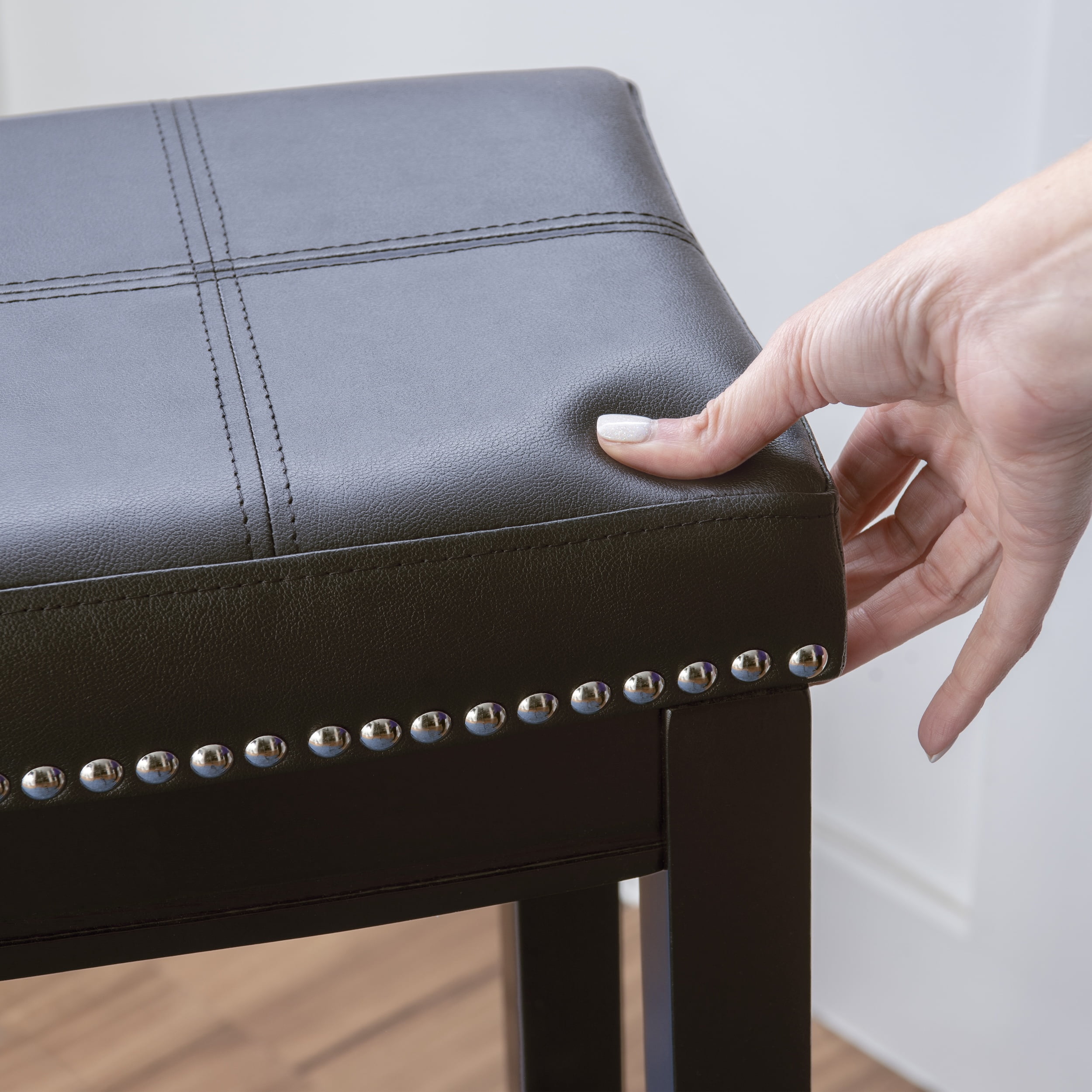 Linon Claridge 26" Backless Jet Black Counter Stool with Faux Leather seat