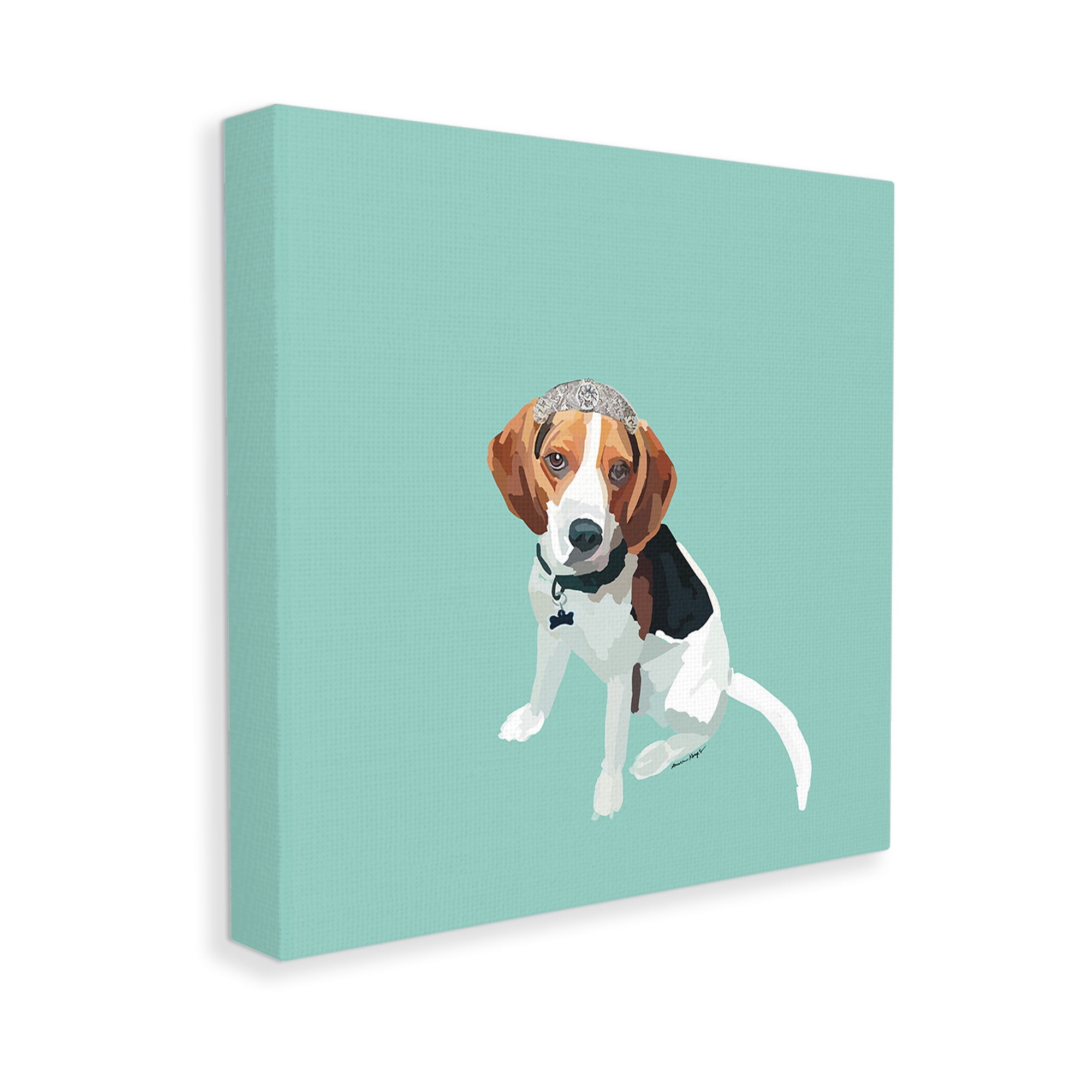 Stupell Industries Beagle with Tiara Animals & Insects Painting Gallery Wrapped Canvas Art Print Wall Art, 24 x 24