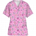 thumbnail image 3 of Uniforme de enfermera con estampado de dibujos animados de Snoopy, cuello en V, bolsillo, uniformes de enfermería, ropa de trabajo para mujer, monos, uniformes médicos para clínica, 3 of 5